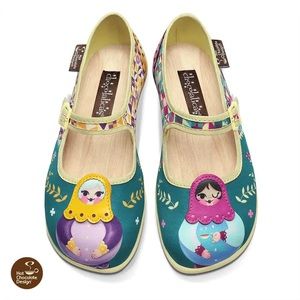 Hot chocolate design chocolaticas Mary Jane matryoshka nesting dolls flats